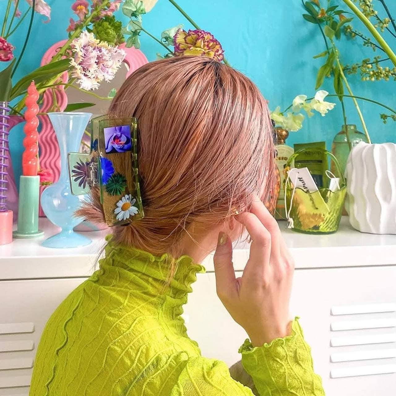Chunks - Medium Box Hair Claw Clip in Flower Power (Preorden)