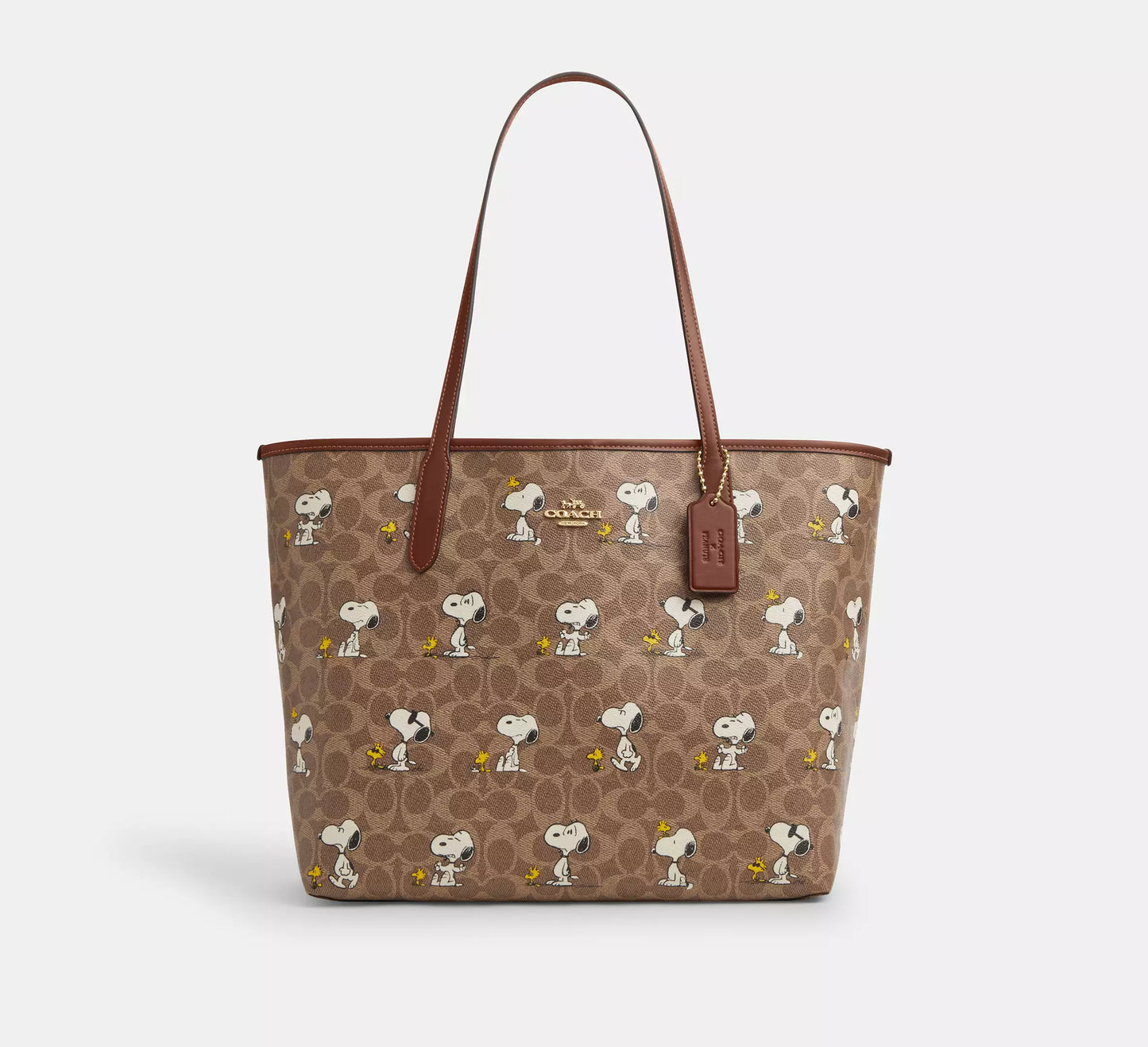 Coach X Peanuts City Tote Bag In Signature Canvas With Snoopy Print (Preorden)