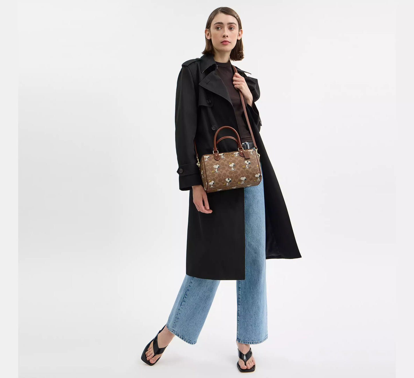 Coach X Peanuts Rowan Satchel Bag In Signature Canvas With Snoopy Print (Preorden)