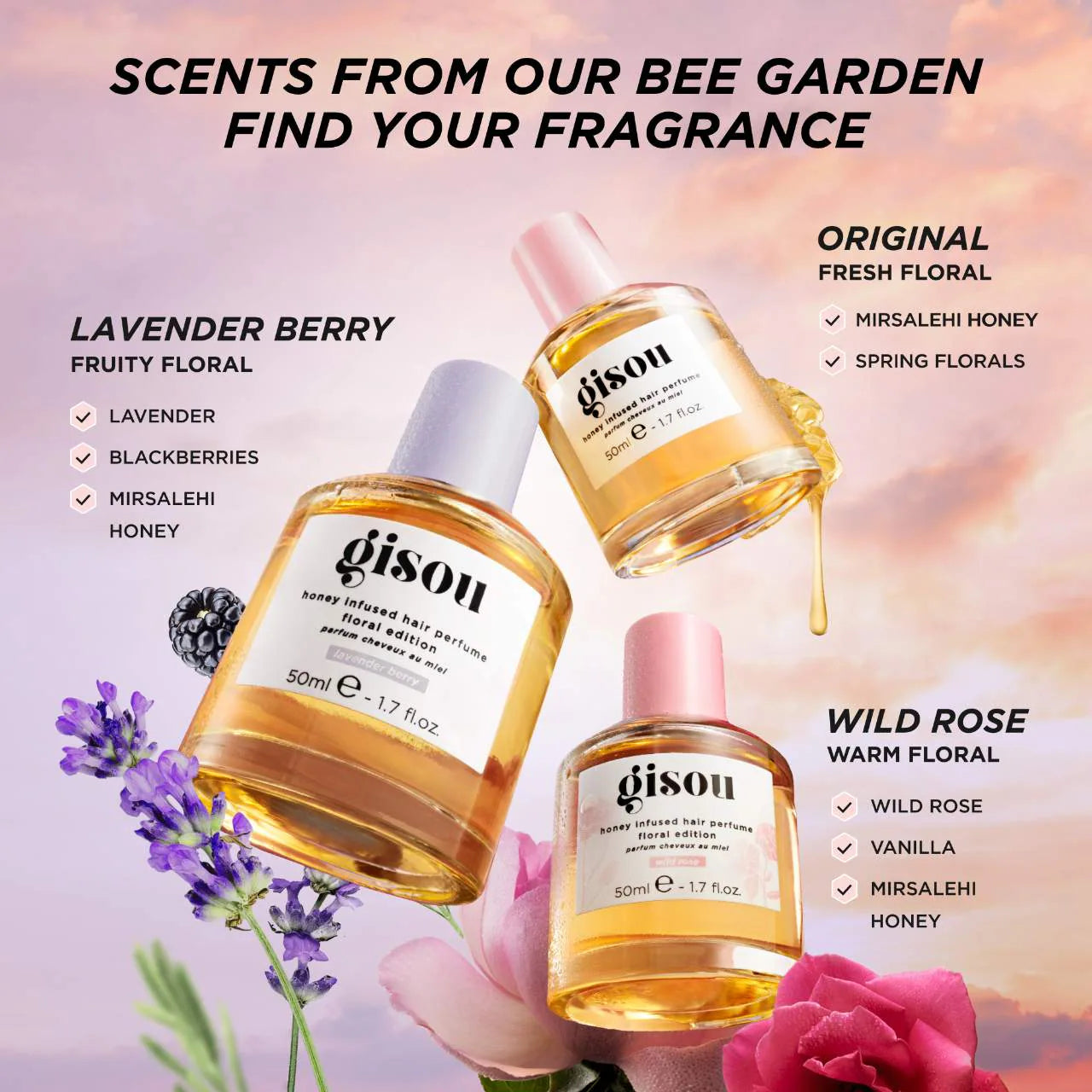 Gisou - Mini Wild Rose Honey Infused Hair Perfume (Preorden)