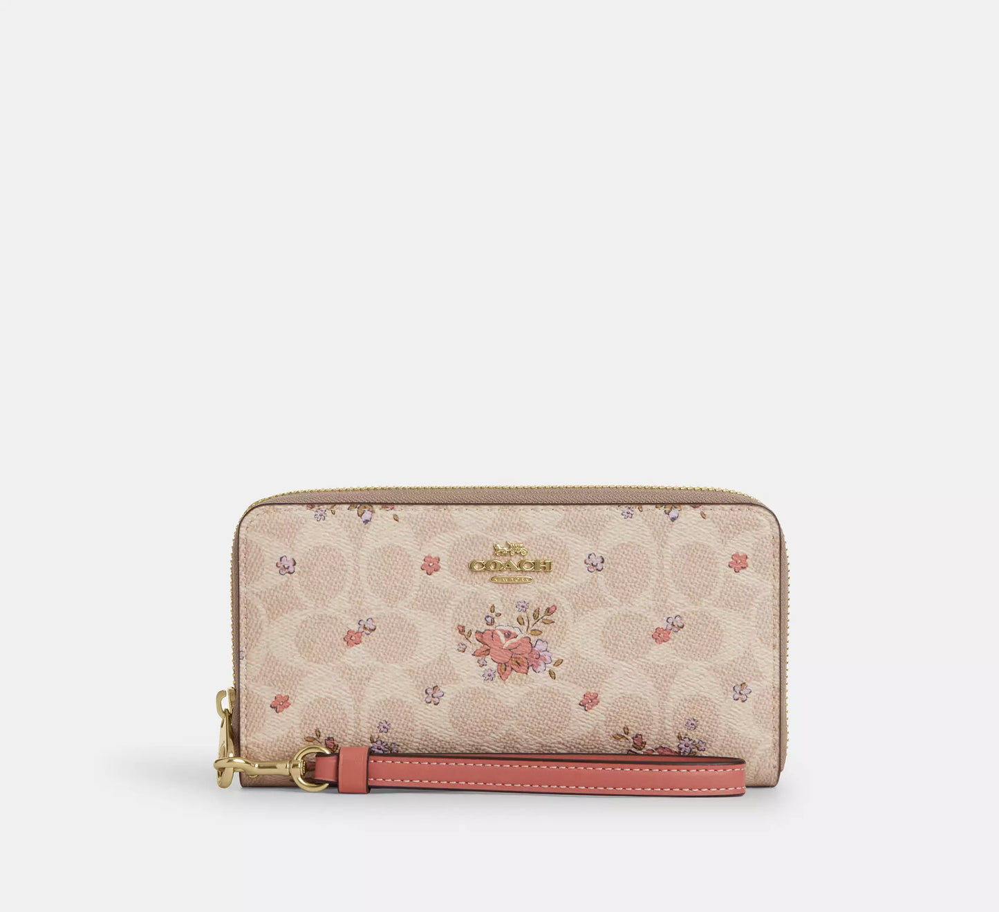 Coach - Long Zip Around Wallet In Signature Canvas With Floral Print (Preorden)