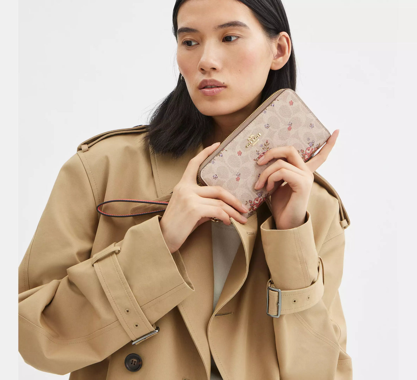 Coach - Long Zip Around Wallet In Signature Canvas With Floral Print (Preorden)
