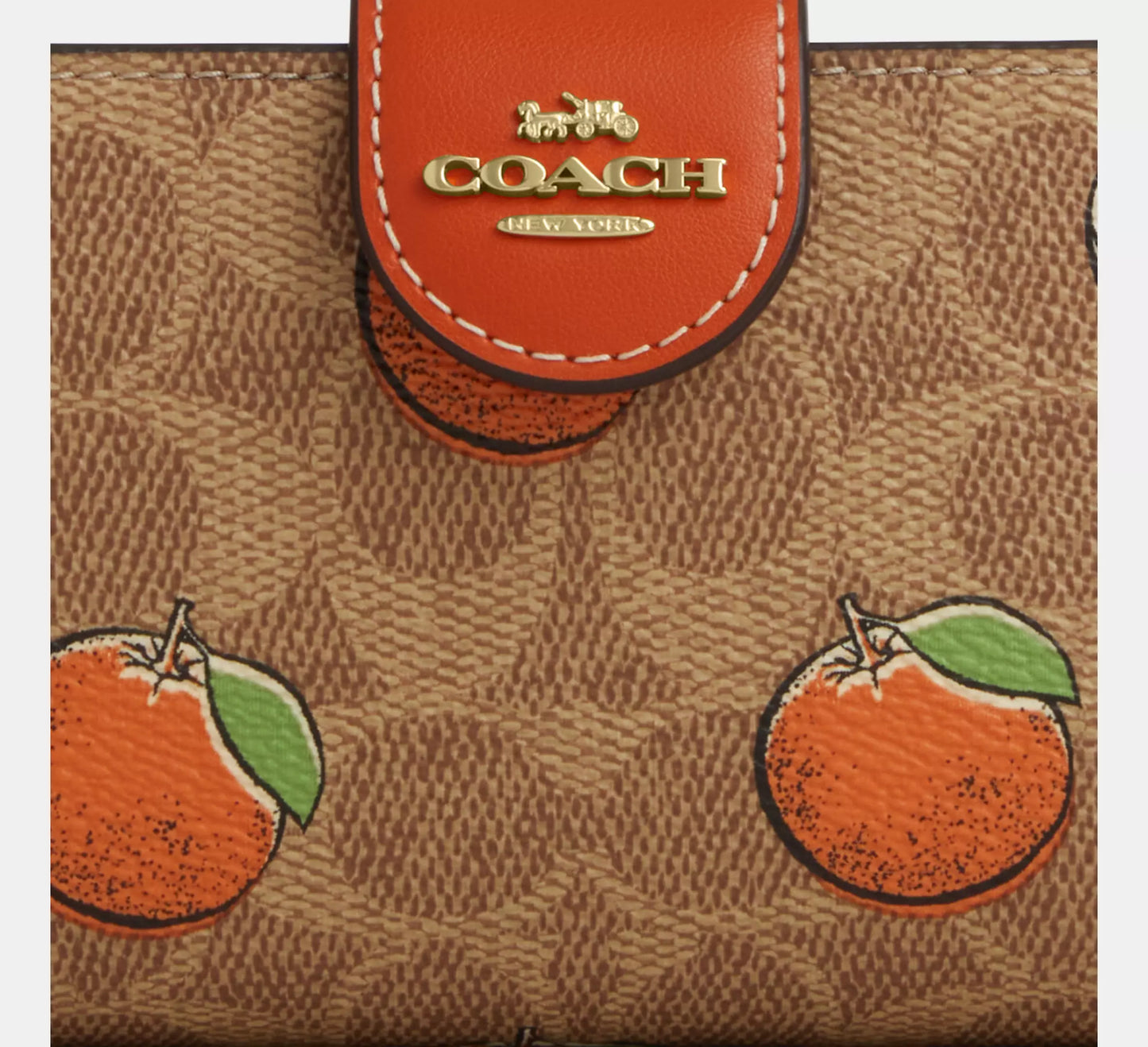 Coach - Medium Corner Zip Wallet In Signature Canvas With Orange Print (Preorden)