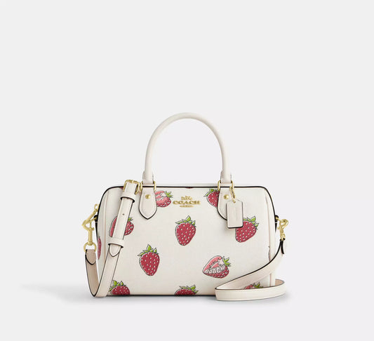 Coach - Rowan Satchel Bag With Strawberry Print (Preorden)