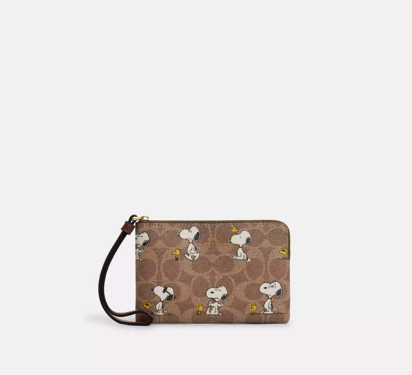 Coach X Peanuts Corner Zip Wristlet In Signature Canvas With Snoopy Print (Preorden)