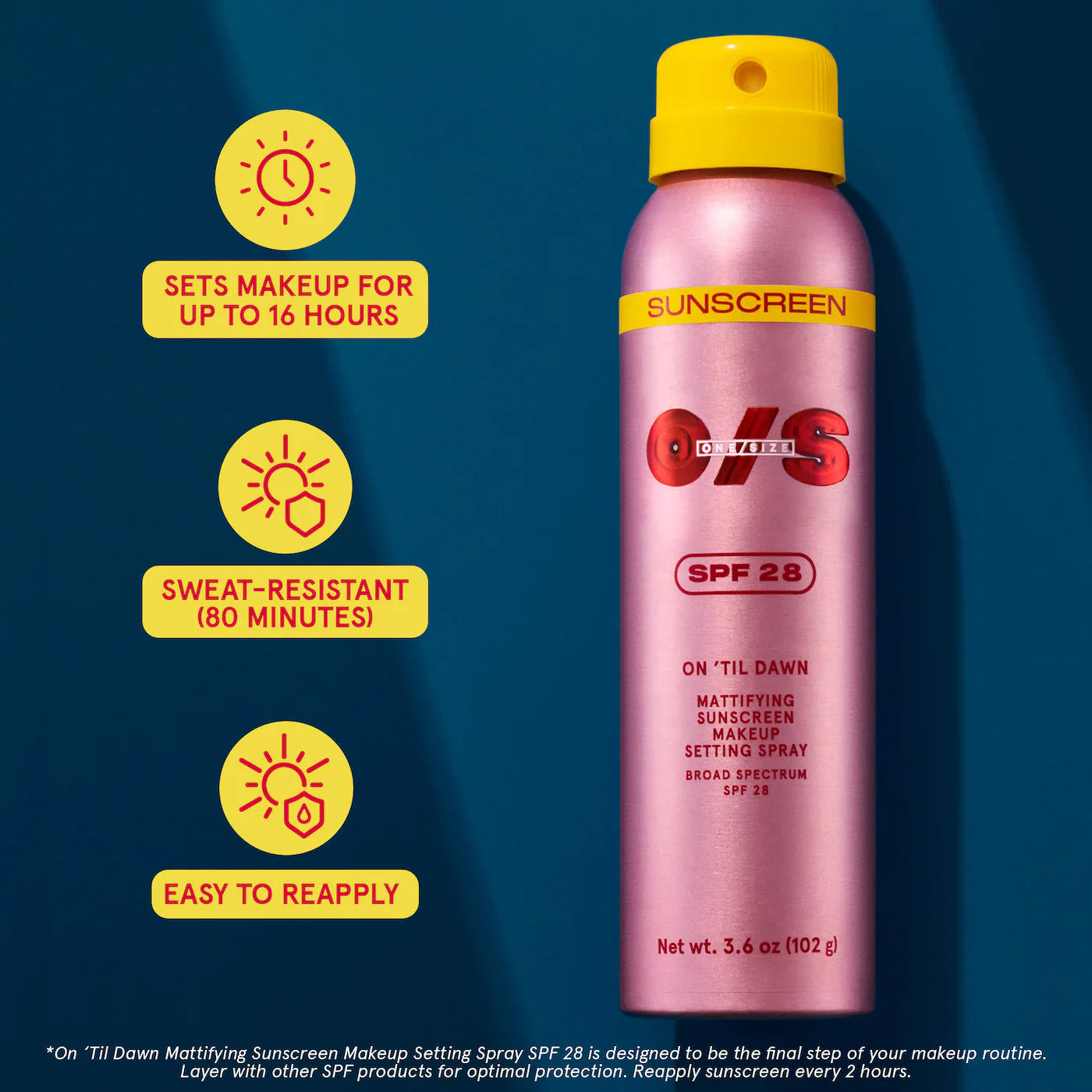 One/Size - On 'Til Dawn Mattifying Sunscreen Makeup Setting Spray SPF 28 (Preorden)